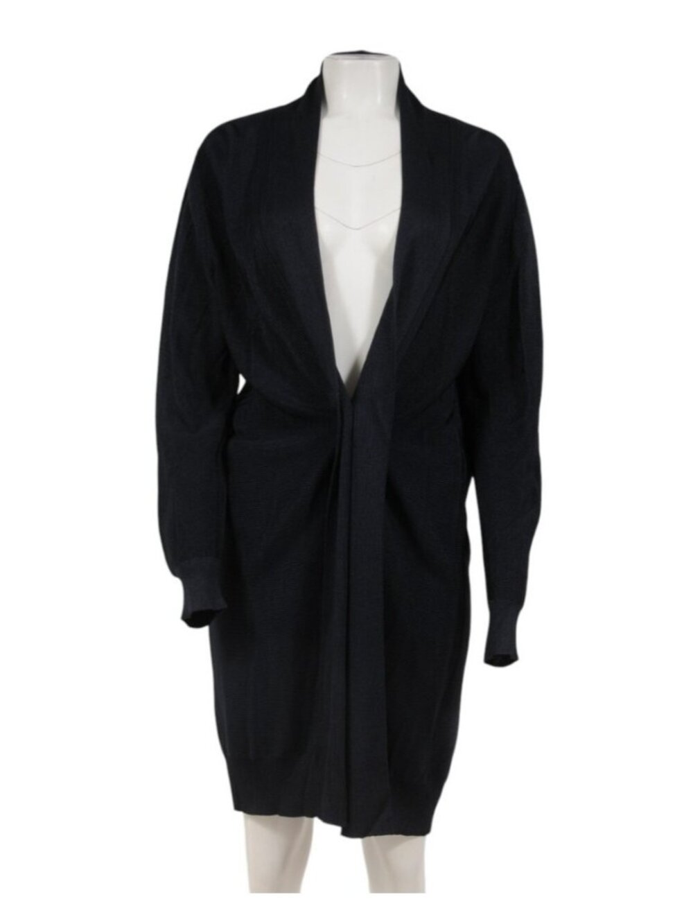 Giorgio Armani Womens Ribbed Cardigan IT 50 Large Navy Blue Viscose Long Sleeeve